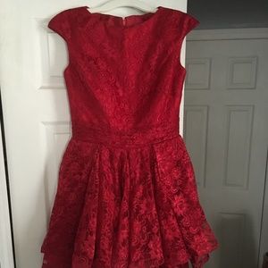 Lace Red Short Prom Dress